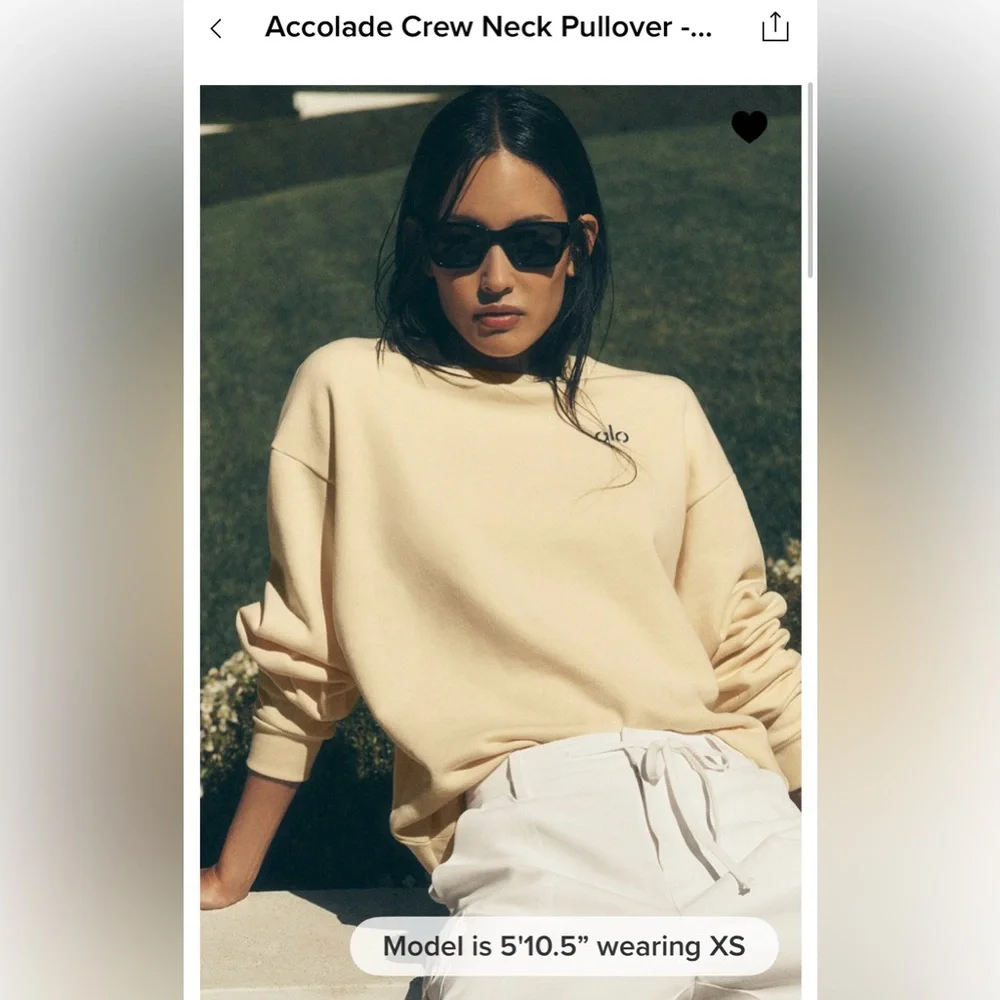 Alo Yoga NWT Accolade Crew Neck Pullover Candlelight Yellow Size M